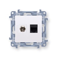 Zásuvka Simon 10 Ant+com F + RJ45 kat.5e biela Zásuvka Simon 10 Ant+com F + RJ45 kat.5e biela