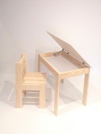 Vyvýšený stôl so stoličkou - drevený