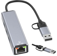 SIEŤOVÁ KARTA USB-C HUB LAN USB 3.0 100 Mbps RJ45