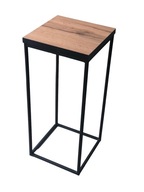Loftový stojan na kvety, čierny, kov, 70 cm, DREVENÁ VRCHNÁ VRSTVA Loftový stojan na kvety, čierny, kov, 70 cm, DREVENÁ VRCHNÁ VRSTVA