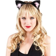 ČIERNA čelenka ružové uši prevlek CAT EARS ČIERNA čelenka ružové uši prevlek CAT EARS