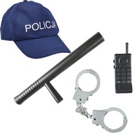 Súprava kostýmov POLICEMAN Policajné doplnky Obušok Putá Klobúk Súprava kostýmov POLICEMAN Policajné doplnky Obušok Putá Klobúk