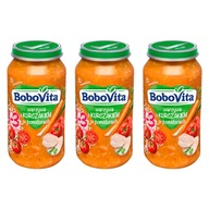 BOBOVITA Zelenina s kuracím mäsom v paradajkách 3x250g BOBOVITA Zelenina s kuracím mäsom v paradajkách 3x250g