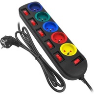 5-zásuvkový elektrický predlžovací kábel, 1,5 m, počítačová RTV zásuvka 5-zásuvkový elektrický predlžovací kábel, 1,5 m, počítačová RTV zásuvka