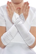Dlhé prstové rukavice s bielym kvetom