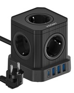 Voomy PowerCube S6 Black Power Strip s jedným USB-C a tromi USB-A Voomy PowerCube S6 Black Power Strip s jedným USB-C a tromi USB-A