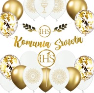 Zlaté BALOONS COMMUNION dekorácie pre COMMUNION + TOPPER Zlaté BALOONS COMMUNION dekorácie pre COMMUNION + TOPPER
