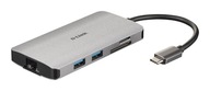 Hub splitter 8v1 3xUSB3.0 USB-C HDMI SD mSD LAN