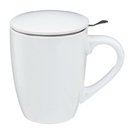 Hrnček s filtračným infuzérom a viečkom, 320 ml, biely Hrnček s filtračným infuzérom a viečkom, 320 ml, biely