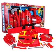 Veľký hasičský set 10 ks. pre deti 3+ Oblečenie + Prilba + Hasiaci prístroj + Krátkovlnná