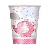 Baby Shower ružové poháre slona 8 ks