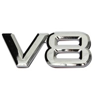 3D strieborný Auto Motor V8 znak na zadnom aute 3D strieborný Auto Motor V8 znak na zadnom aute