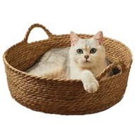 Pelech pre mačky a psy, pletený košík + vankúšik