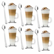 Vysoké LATTE GLASSES 6x250ml + dlhé lyžice Caffe Latte SET Vysoké LATTE GLASSES 6x250ml + dlhé lyžice Caffe Latte SET