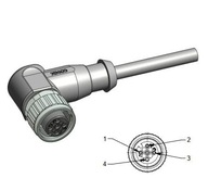 M12 lomená zásuvka samica 4-pin kábel 2m /43-10188 M12 lomená zásuvka samica 4-pin kábel 2m /43-10188