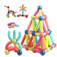 MAGNETICKÉ BLOKY PUZZZLE STAVEBNÁ TYČ HRAČKY SET 64KS MAGNETICKÉ BLOKY PUZZZLE STAVEBNÁ TYČ HRAČKY SET 64KS