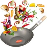 Chińska Patelnia Wok 15'' Stal Węglowa Płaski 38cm