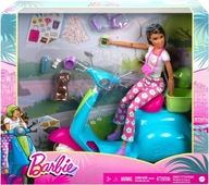 Zábavná bábika Barbie Holiday + kolobežka + doplnky