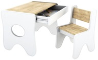 Stôl a stolička so zásuvkou.Rôzne farby