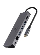USB-C na HDMI rozbočovač 1xUSB-C GbE 2xUSB-A karta PD