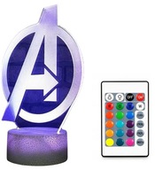 3D LED LAMPA LOGO AVENGERS MARVEL COLORS + DIAĽK 3D LED LAMPA LOGO AVENGERS MARVEL COLORS + DIAĽK