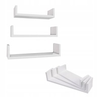 SADA 3 NÁstenných závesných políc police 40x10 MDF BIELA súprava SADA 3 NÁstenných závesných políc police 40x10 MDF BIELA súprava
