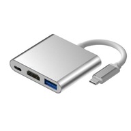 Hliníkový HUB 3v1 adaptér USB-C na HDMI 4K Hliníkový HUB 3v1 adaptér USB-C na HDMI 4K