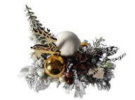 Vianočný stredobod lesnej zlatej bielej farby s ozdobou soba