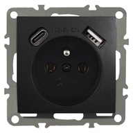 QUADRA ZÁSUVKA, ČIERNA ZÁSUVKA S KOLÍKOM, USB C NABÍJAČKA DO RÁMU QUADRA ZÁSUVKA, ČIERNA ZÁSUVKA S KOLÍKOM, USB C NABÍJAČKA DO RÁMU