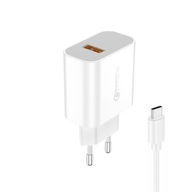 Foneng EU46 nástenná nabíjačka - USB - 18W 3A s káblom USB na typ C biela Foneng EU46 nástenná nabíjačka - USB - 18W 3A s káblom USB na typ C biela