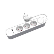 Predlžovací kábel 3 zásuvky 2p+z 1,5m s vypínačom, USB A+C 2,4A Predlžovací kábel 3 zásuvky 2p+z 1,5m s vypínačom, USB A+C 2,4A