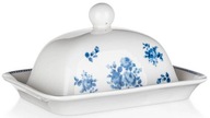 NÁDOBA NA NÁDOB NA MASLO NA KOCKOVÉ MASLO s modrými kvetmi, banketový porcelán NÁDOBA NA NÁDOB NA MASLO NA KOCKOVÉ MASLO s modrými kvetmi, banketový porcelán
