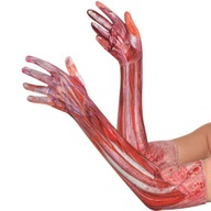 HALLOWEENSKÉ DLHÉ KRVNÉ RUKAVICE stiahnuté z kože HALLOWEENSKÉ DLHÉ KRVNÉ RUKAVICE stiahnuté z kože