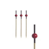 Červené perleťové špáradlá 7 cm 250 ks bambusové Krmivo na prsty s červenými perlami