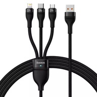 USB kábel Baseus Flash Series 3v1, USB-C + micro USB + Lightning, 100 W, 1.2 USB kábel Baseus Flash Series 3v1, USB-C + micro USB + Lightning, 100 W, 1.2