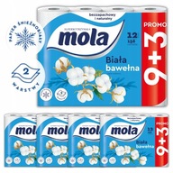 Neparfumovaný toaletný papier Mola Bawełniana Biel, vrecúško 5x12 ks. 60 roliek Neparfumovaný toaletný papier Mola Bawełniana Biel, vrecúško 5x12 ks. 60 roliek