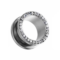 Tunelové biele zirkóny - piercing - 16 mm