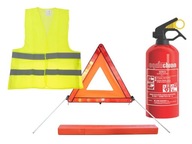 Bezpečnostná súprava do auta: trojuholníková vesta s hasiacim prístrojom
