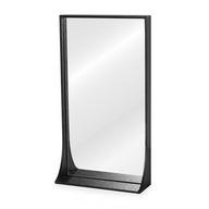 Obdĺžnikové závesné zrkadlo s koženým rámom 40x25