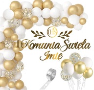 Balónové dekorácie listy pre COMMUNION banner + MENO Balónové dekorácie listy pre COMMUNION banner + MENO