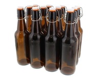 Sklenené fľaše s pivným uzáverom, 12 kusov, pivová fľaša s korkom