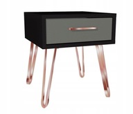 Čierno-sivý Nočný stolík z ružového zlata 40x40 GLAMOUR