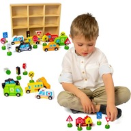 TOOKY TOY Sada drevených dopravných značiek. TOOKY TOY Sada drevených dopravných značiek.