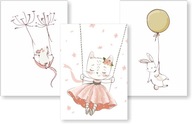 Sada 3 detských plagátov P12 Kitten Bunny A4 Sada 3 detských plagátov P12 Kitten Bunny A4