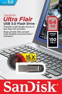 SanDisk PENDRIVE ULTRA FLAIR USB 3.0 64GB 150MB/s SanDisk PENDRIVE ULTRA FLAIR USB 3.0 64GB 150MB/s
