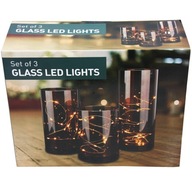 LED trubicová váza, sklo, glamour dekorácia, 3 ks, hnedá