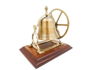Mosadzný otočný zvonček na drevenom podstavci MX2677B