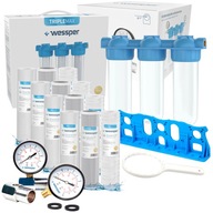 Celobytový predfilter, 3-stupňový, 1" + 12x kartuše + 2x manometer Celobytový predfilter, 3-stupňový, 1" + 12x kartuše + 2x manometer