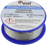 Cín CYNEL s spájkovacím tavidlom 100g 1,5mm Cín CYNEL s spájkovacím tavidlom 100g 1,5mm