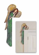 Zelený anjel nad dverami ručne maľované drevo